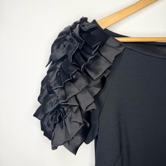 Laundry By Shelli Segal Black Mini Dress with Ruffled Sleeves Size 4 - Picture 3 of 8